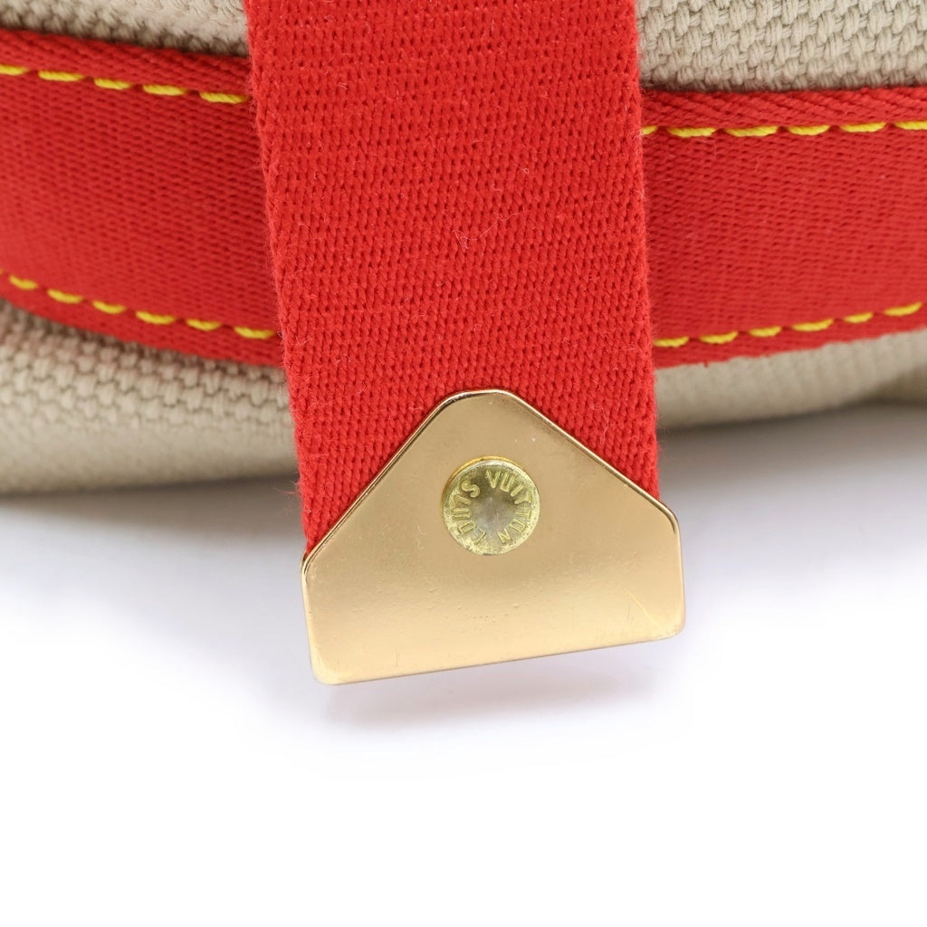 LOUIS VUITTON(ルイヴィトン) アンティグア ブザスPM ショルダーバッグ ベージュ×レッド キャンバス M40041 ゴールド金具 レディース