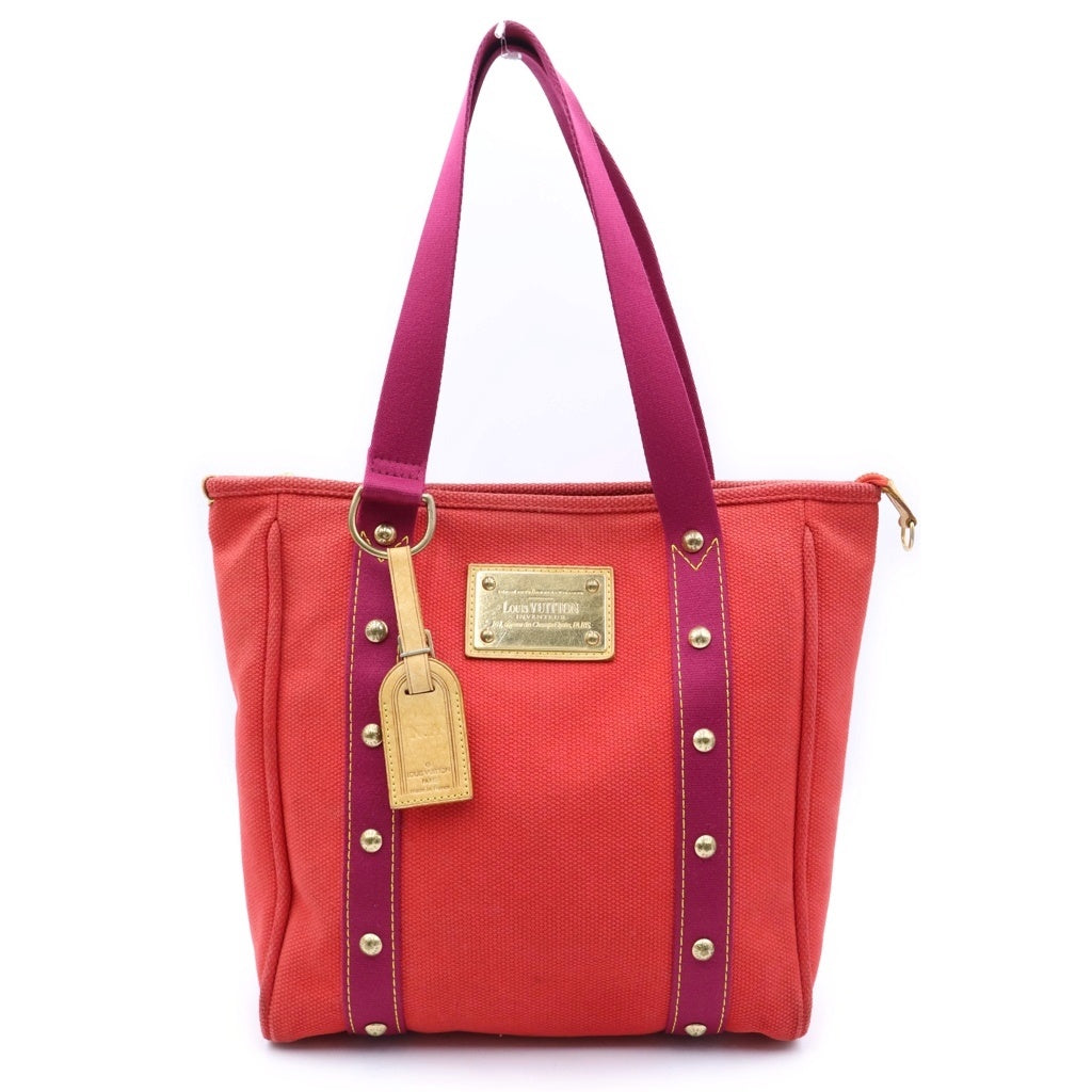 LOUIS VUITTON(ルイヴィトン) アンティグア カバMM ハンドバッグ トートバッグ レッド キャンバス M40034 ゴールド金具 レディース