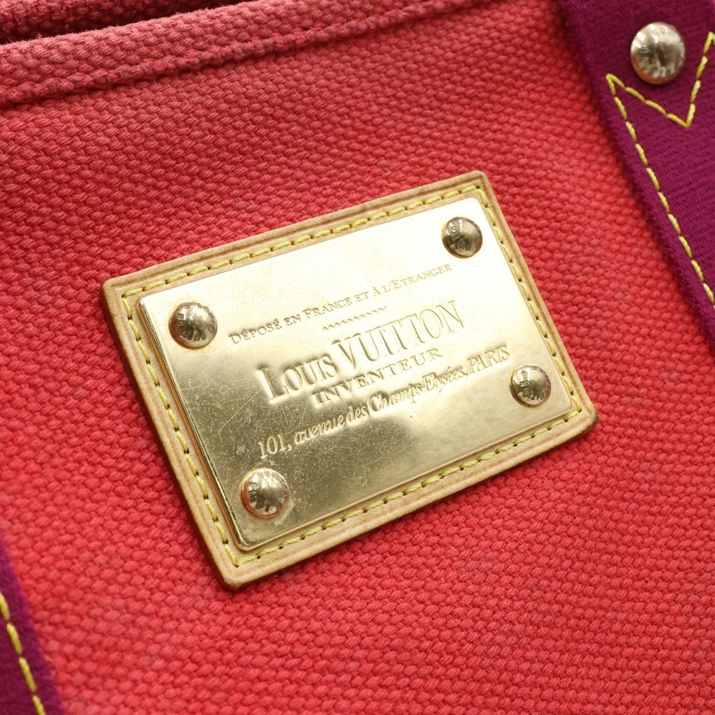 LOUIS VUITTON(ルイヴィトン) アンティグア カバMM ハンドバッグ トートバッグ レッド キャンバス M40034 ゴールド金具 レディース