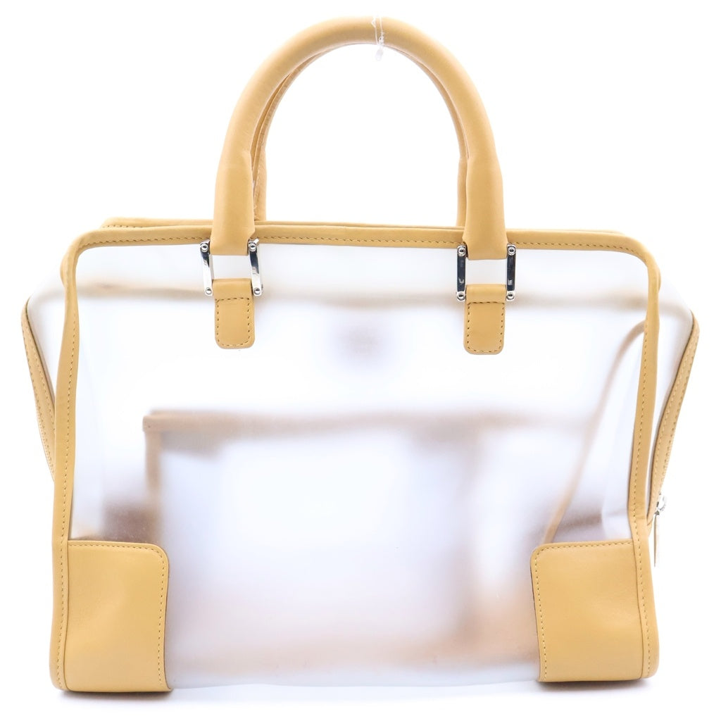 LOEWE(ロエベ) アマソナ2000 ハンドバッグ ブラウン×クリア ビニール×レザー シルバー金具 レディース