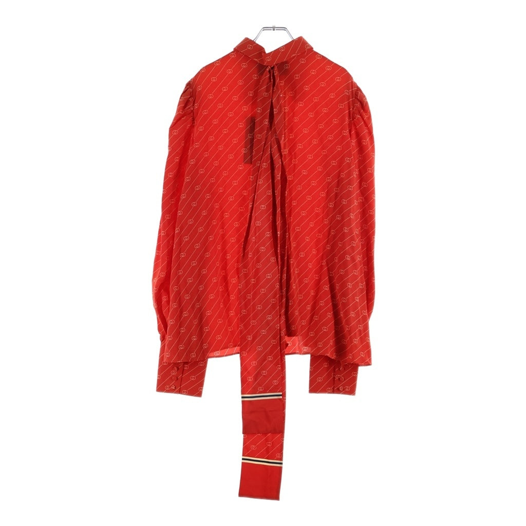 GUCCI(グッチ) GG リボン付き シャツ 長袖 ボウタイ シルク レッド 660046 ZAGRU