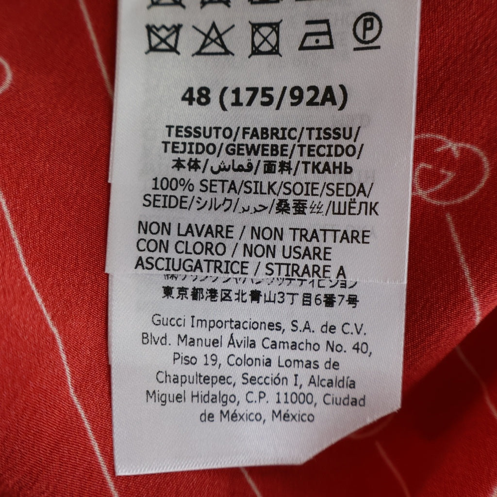GUCCI(グッチ) GG リボン付き シャツ 長袖 ボウタイ シルク レッド 660046 ZAGRU