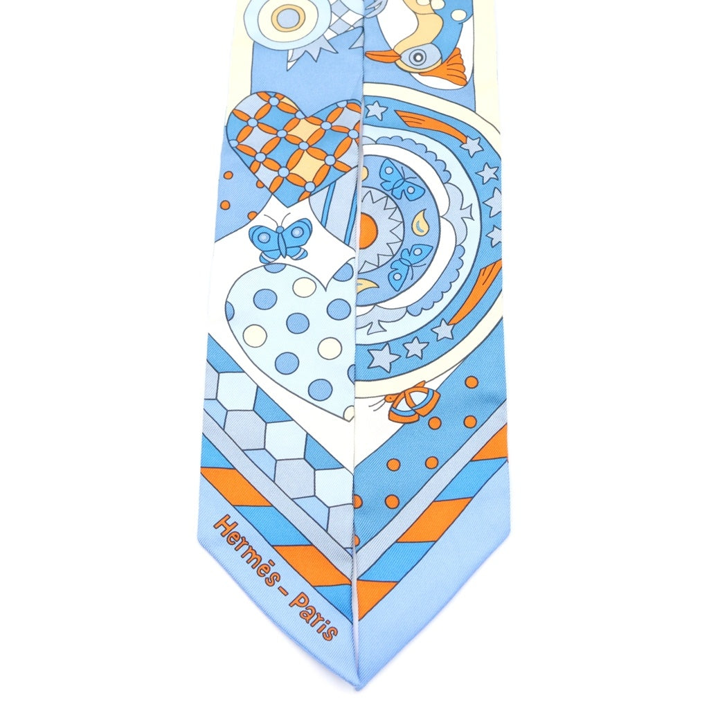 HERMES(エルメス) ツイリー シルクスカーフ 森のささやき ブルー×オレンジ レディース