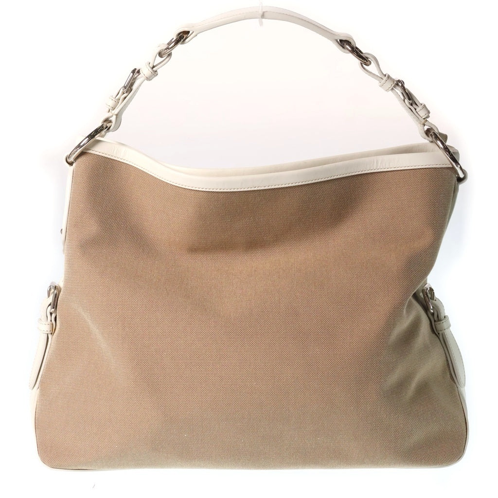 PRADA(プラダ) ロゴジャガード ワンショルダーバッグ キャンバス レザー ブラウン/ホワイト BR3438 レディース