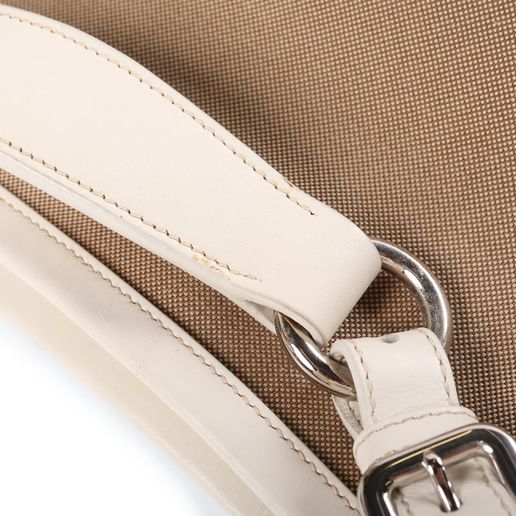 PRADA(プラダ) ロゴジャガード ワンショルダーバッグ キャンバス レザー ブラウン/ホワイト BR3438 レディース