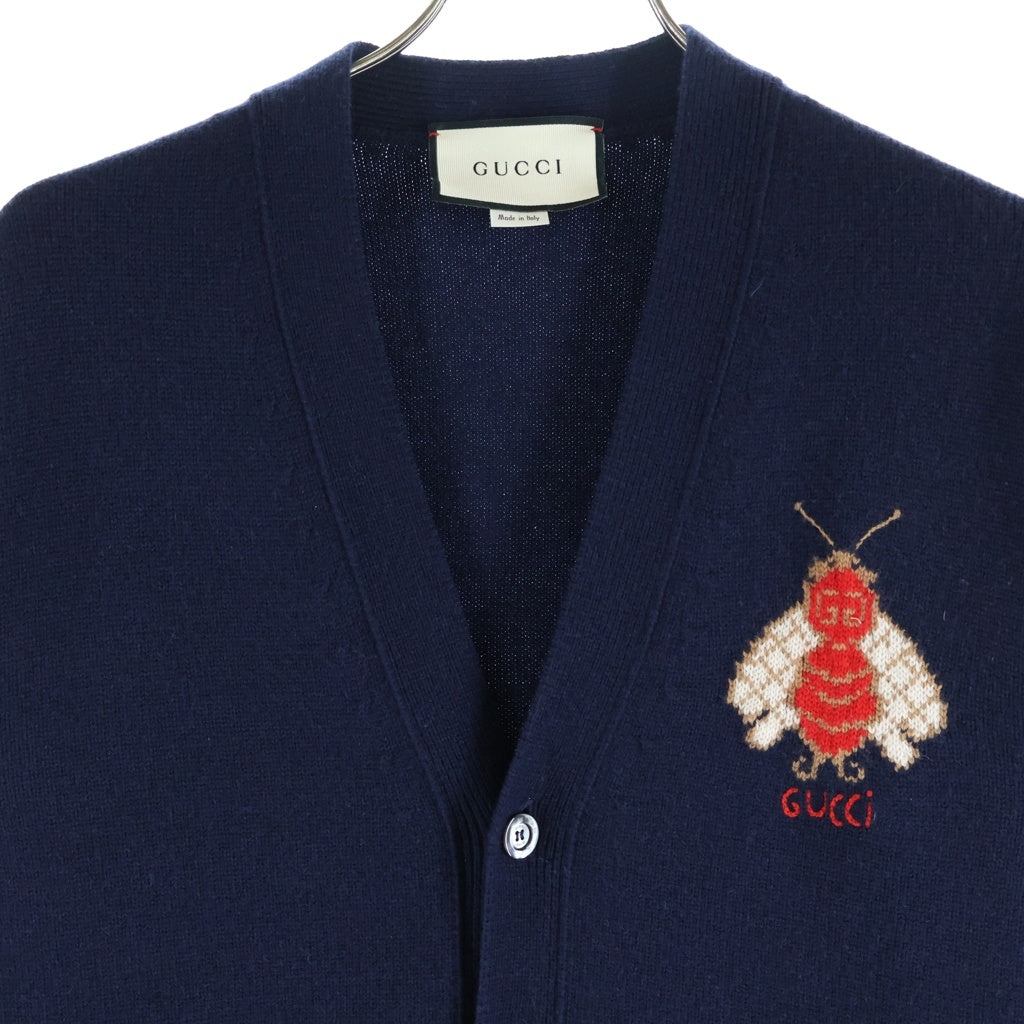 GUCCI(グッチ) カーディガン ビー カシミヤ ネイビー 522549