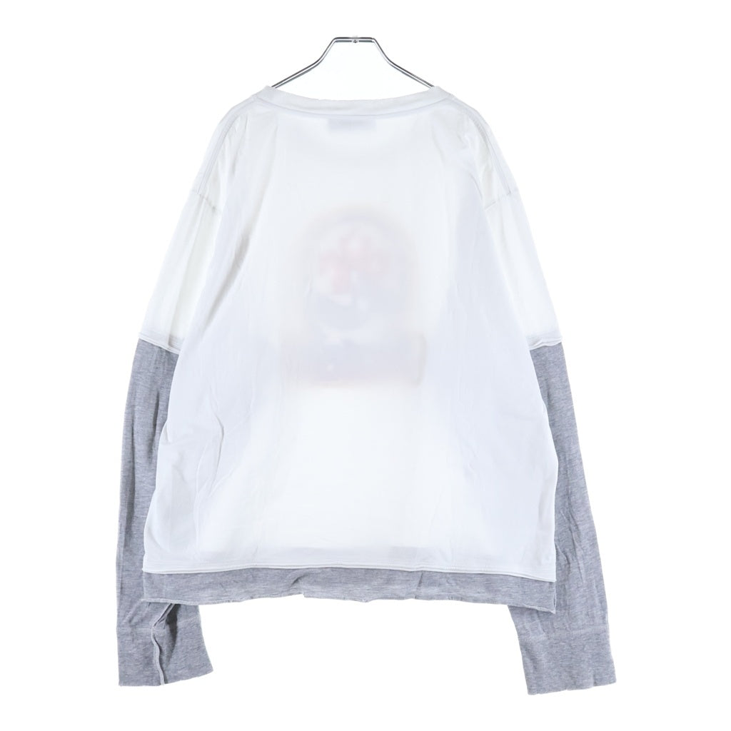 DSQUARED2(ディースクエアード) Tシャツ レイヤード 長袖 コットン ホワイト/グレー S74GD1421 DTJ005