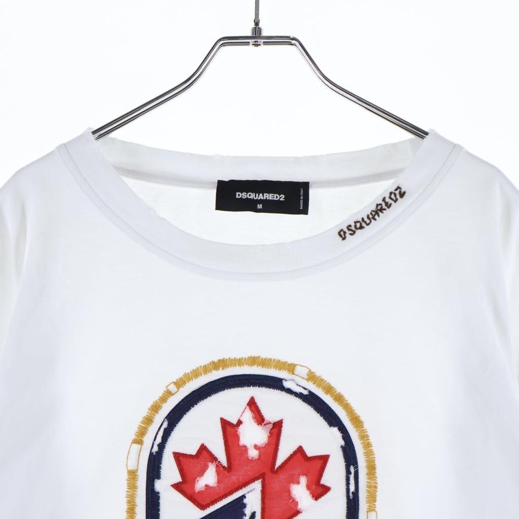 DSQUARED2(ディースクエアード) Tシャツ レイヤード 長袖 コットン ホワイト/グレー S74GD1421 DTJ005