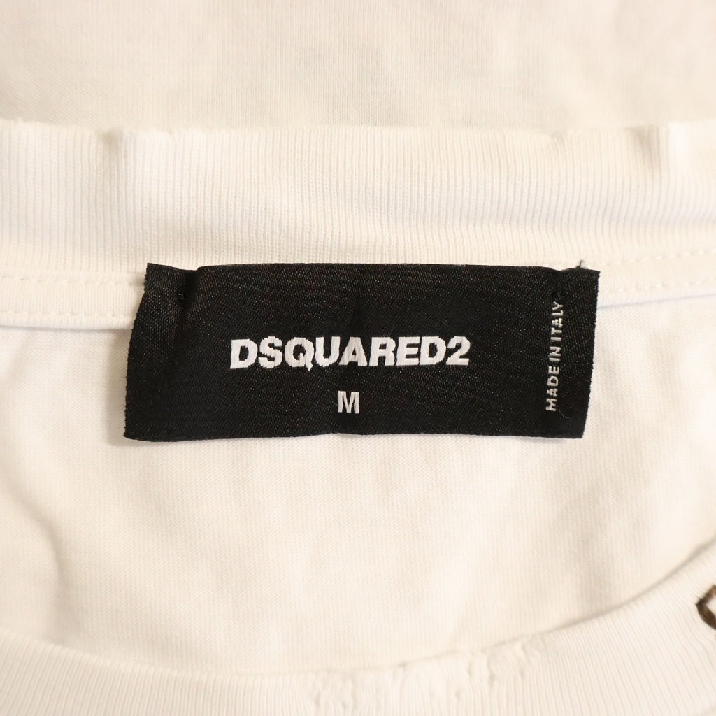 DSQUARED2(ディースクエアード) Tシャツ レイヤード 長袖 コットン ホワイト/グレー S74GD1421 DTJ005