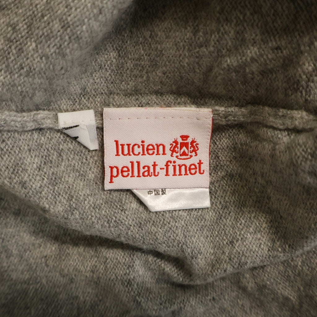 lucien pellat-finet(ルシアンペラフィネ) ニット セーター 長袖 ロゴ 刺繍 カシミヤ グレー