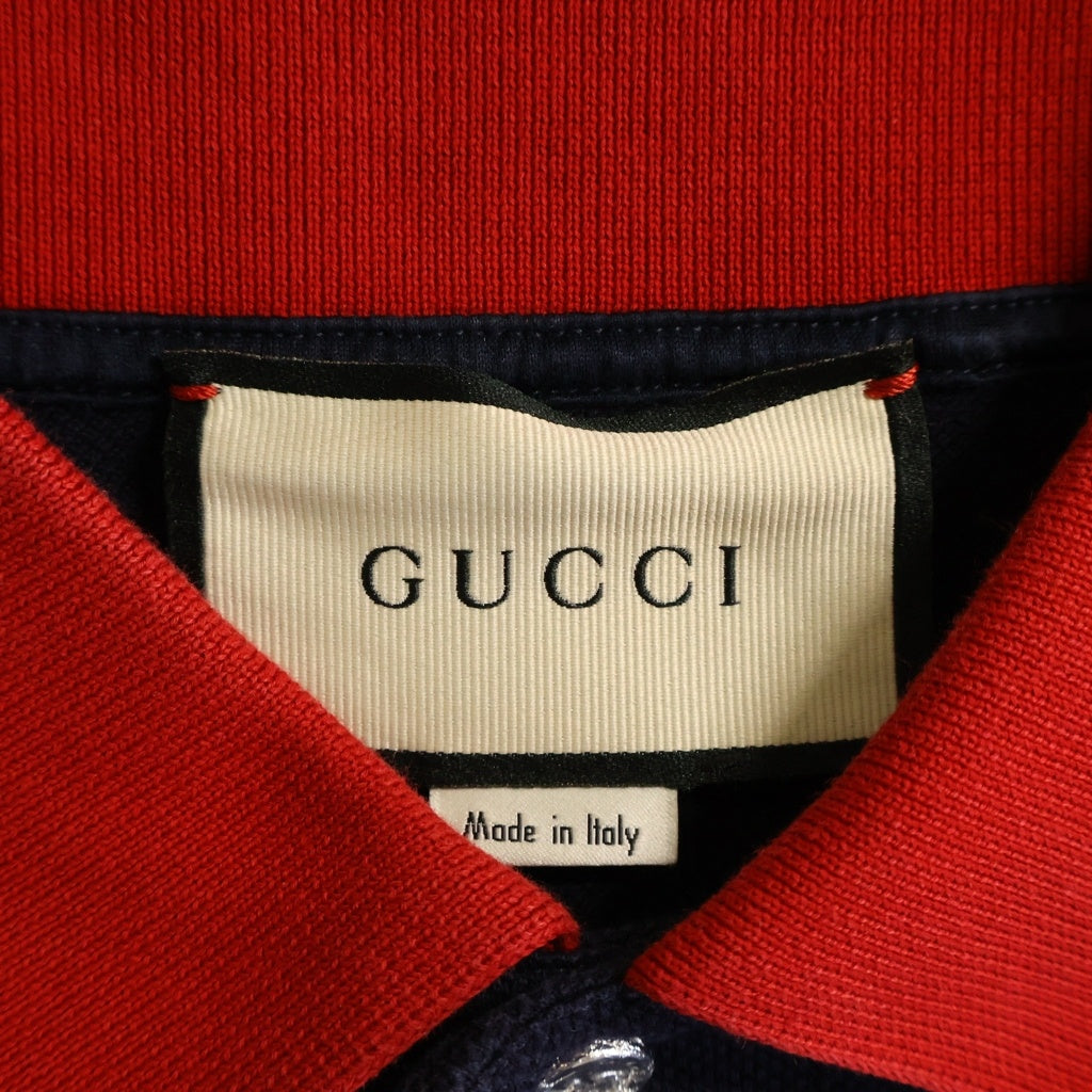 GUCCI(グッチ) ポロシャツ Tシャツ 半袖 GGロゴ コットン ネイビー/レッド 574086 XJA6C