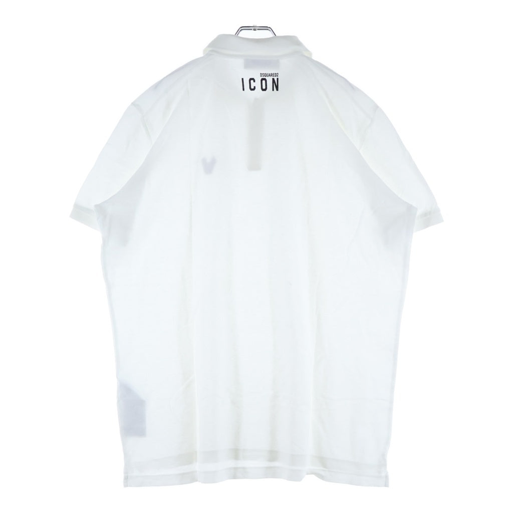 DSQUARED2(ディースクエアード) ポロシャツ Tシャツ 半袖 ロゴ ワッペン コットン ホワイト S79GL0005 S22743