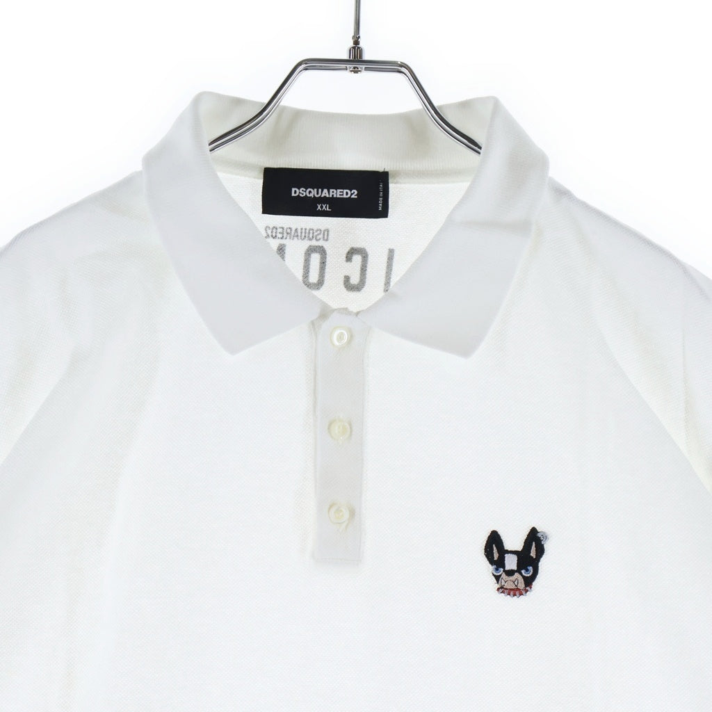 DSQUARED2(ディースクエアード) ポロシャツ Tシャツ 半袖 ロゴ ワッペン コットン ホワイト S79GL0005 S22743