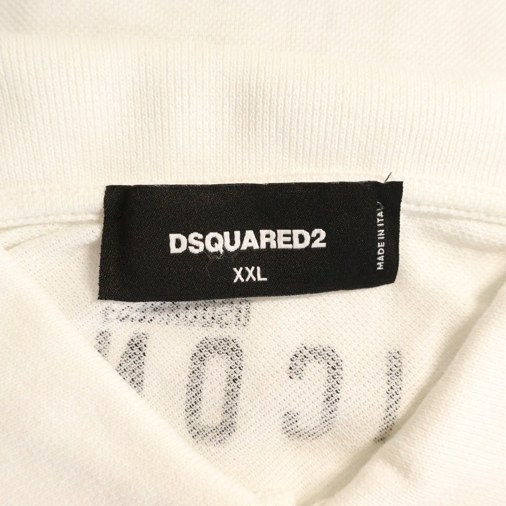 DSQUARED2(ディースクエアード) ポロシャツ Tシャツ 半袖 ロゴ ワッペン コットン ホワイト S79GL0005 S22743