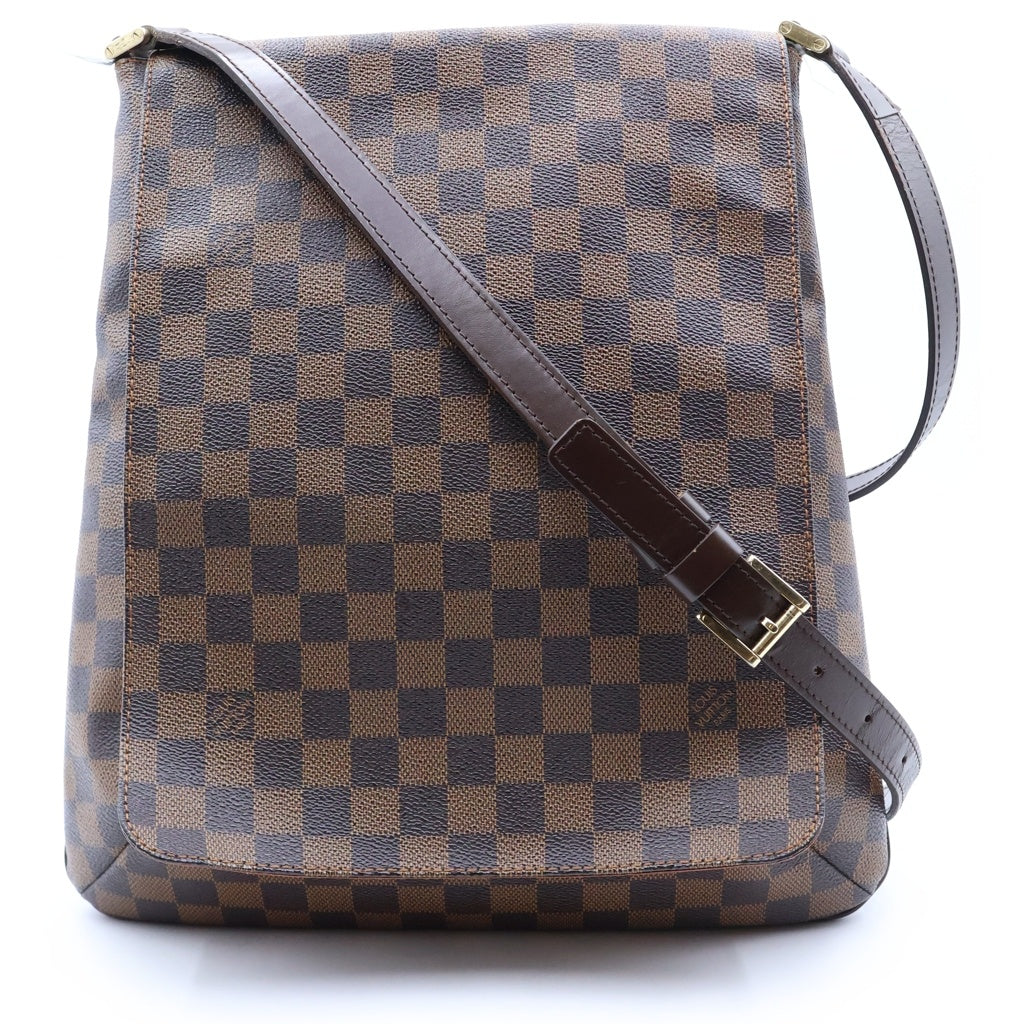 LOUIS VUITTON(ルイヴィトン) ダミエ ミュゼット ショルダーバッグ ブラウン レザー×PVC N51302 ゴールド金具 レディース