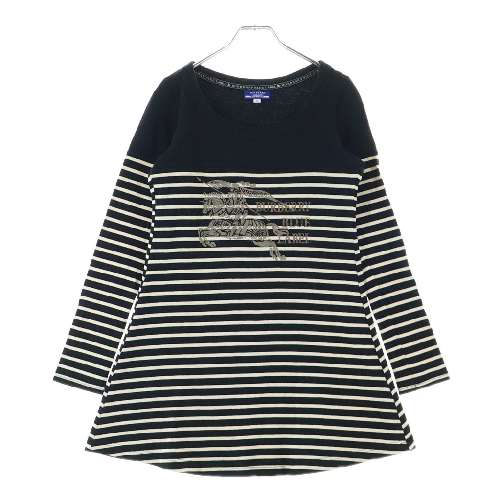 BURBERRY BLUE LABEL(バーバリーブルーレーベル) ロゴプリント ボーダー柄 ロングスリーブ 長袖Tシャツ カットソー E1P06-155-09 レディース