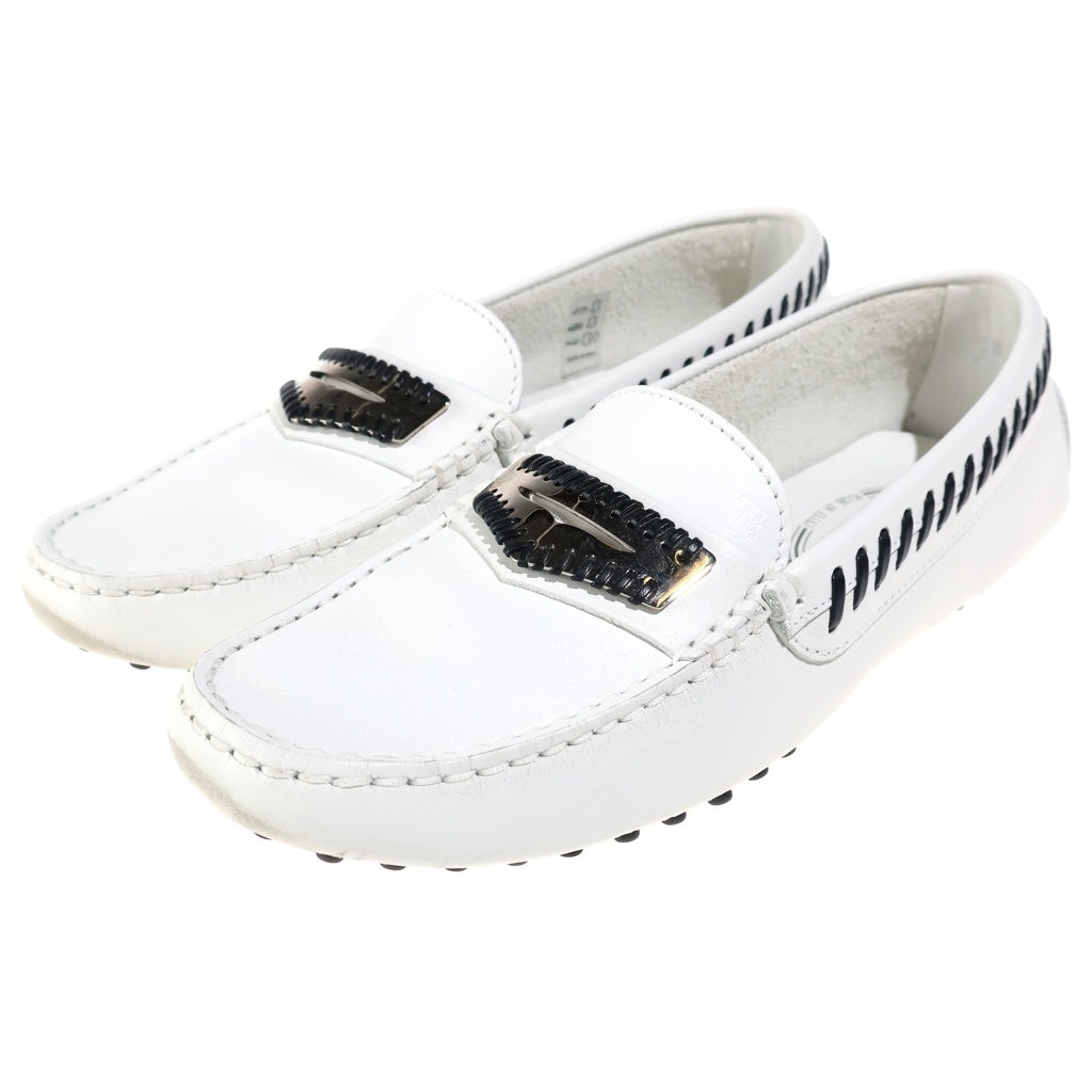 TOD'S(トッズ) モカシン シューズ スリッポン ステッチ レザー ホワイト レディース