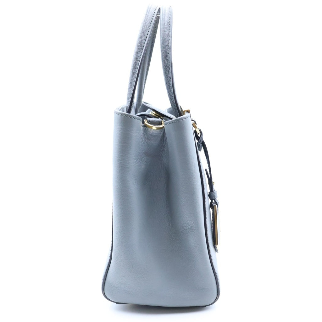 FENDI(フェンディ) プチトゥージュール 2WAYハンドバッグ ショルダーバッグ グレー レザー 8BH253 ゴールド金具 レディース