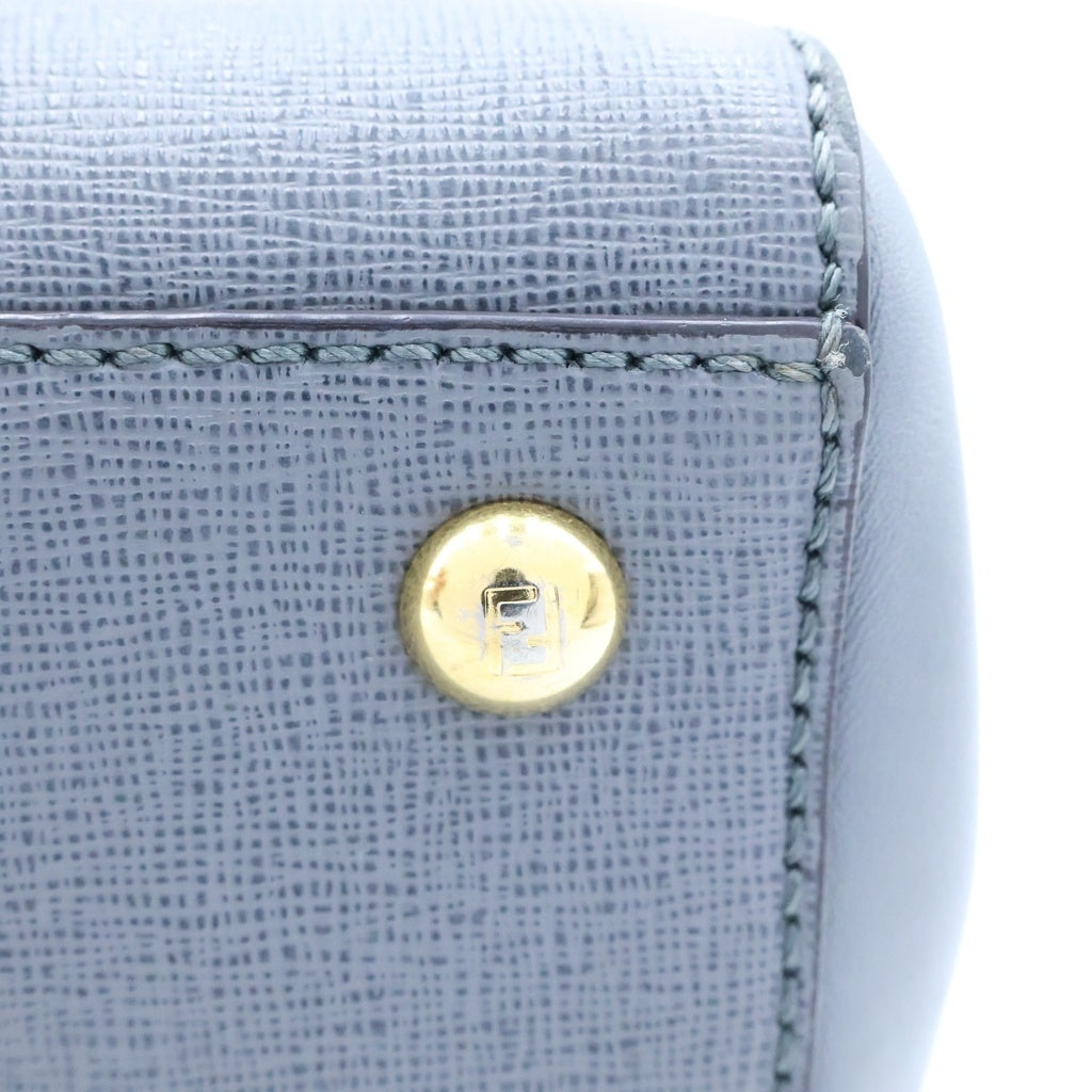 FENDI(フェンディ) プチトゥージュール 2WAYハンドバッグ ショルダーバッグ グレー レザー 8BH253 ゴールド金具 レディース