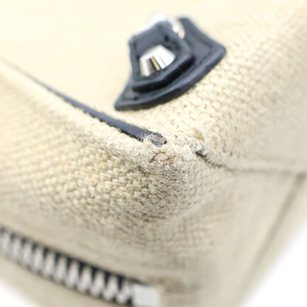 BALENCIAGA(バレンシアガ) ペーパー ミニ 2WAYハンドバッグ ショルダーバッグ ベージュ×ブラック キャンバス×レザー 370926 シルバー金具 レディース