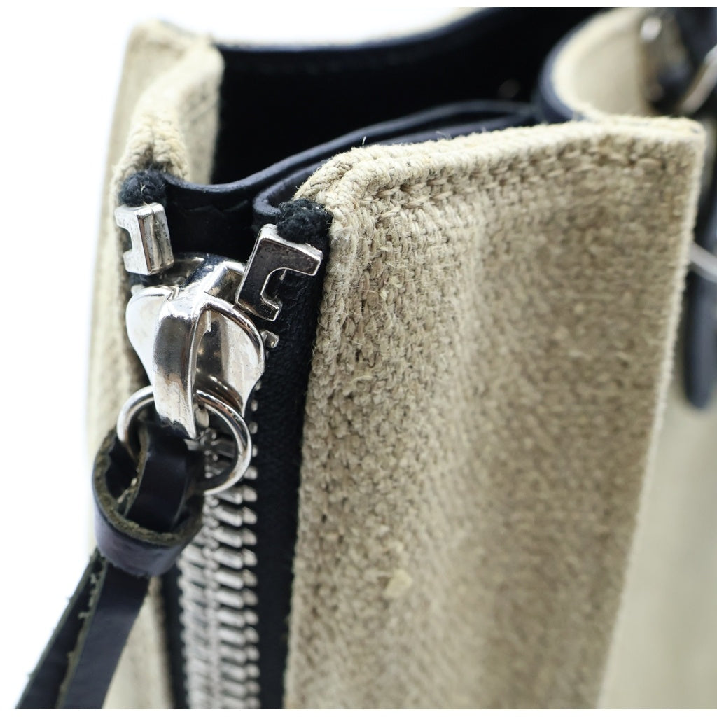 BALENCIAGA(バレンシアガ) ペーパー ミニ 2WAYハンドバッグ ショルダーバッグ ベージュ×ブラック キャンバス×レザー 370926 シルバー金具 レディース