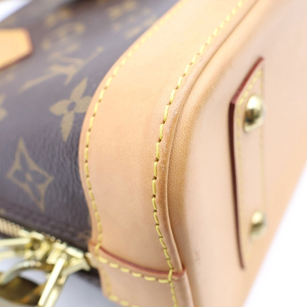 LOUIS VUITTON(ルイヴィトン) モノグラム アルマBB 2WAYバッグ ハンドバッグ ショルダーバッグ ブラウン レザー×PVC M46990 ゴールド金具 レディース