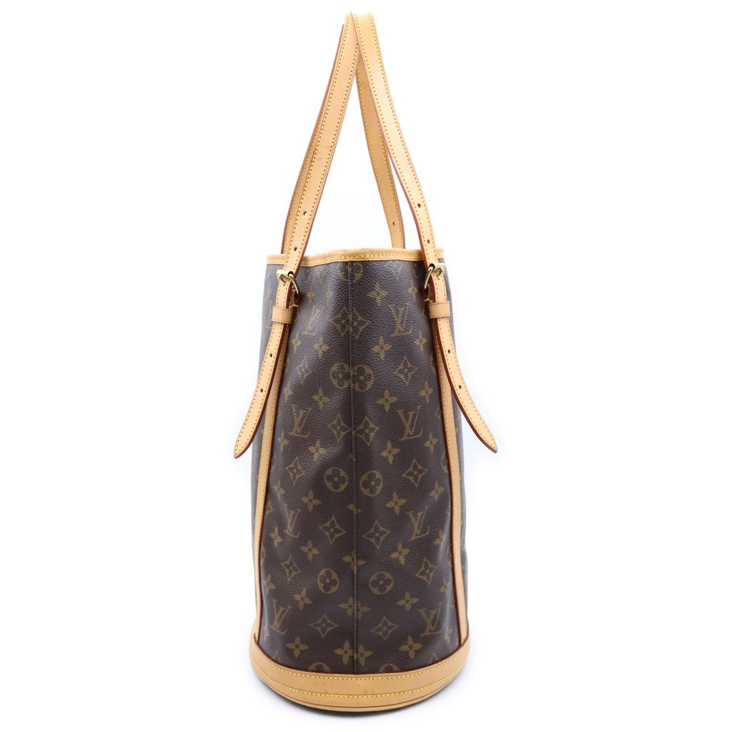 LOUIS VUITTON(ルイヴィトン) モノグラム バケット トートバッグ ハンドバッグ ブラウン レザー×PVC M42236 ゴールド金具 レディース