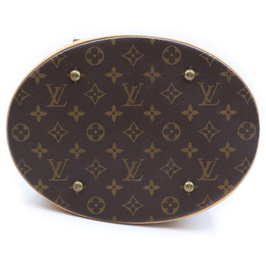 LOUIS VUITTON(ルイヴィトン) モノグラム バケット トートバッグ ハンドバッグ ブラウン レザー×PVC M42236 ゴールド金具 レディース