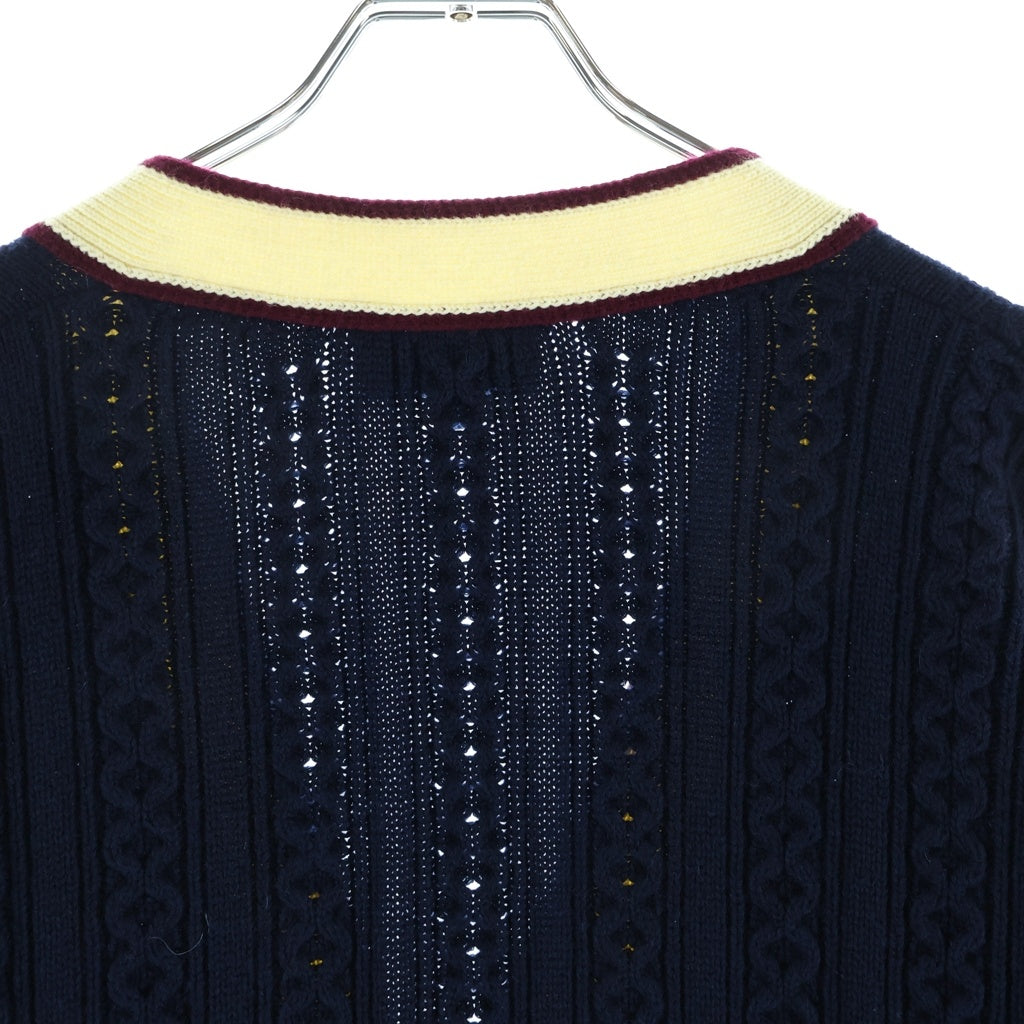 CHANEL(シャネル) ライオンボタン エンブレム刺繍 カシミヤニット カーディガン ネイビー レディース P81052K11756
