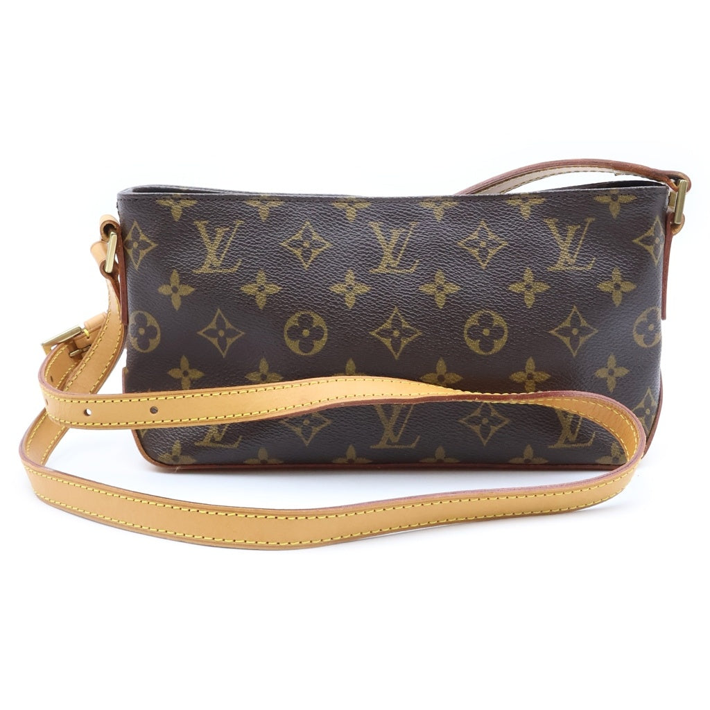 LOUIS VUITTON(ルイヴィトン) モノグラム トロター ショルダーバッグ ブラウン レザー×PVC M51240 ゴールド金具 レディース