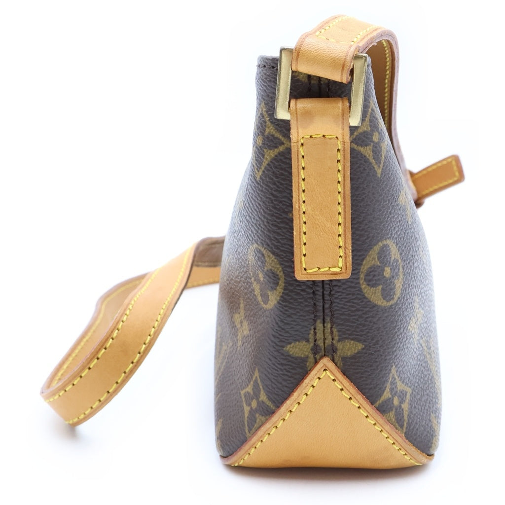 LOUIS VUITTON(ルイヴィトン) モノグラム トロター ショルダーバッグ ブラウン レザー×PVC M51240 ゴールド金具 レディース