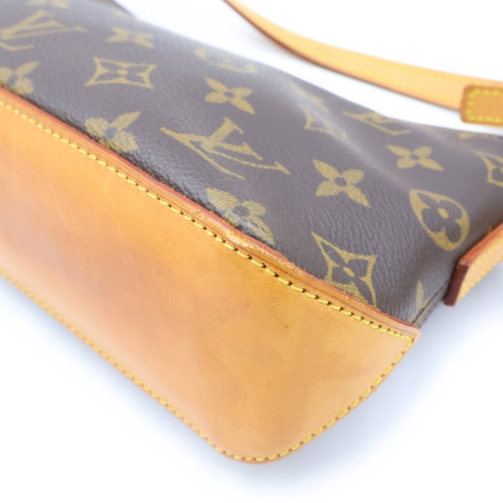 LOUIS VUITTON(ルイヴィトン) モノグラム トロター ショルダーバッグ ブラウン レザー×PVC M51240 ゴールド金具 レディース