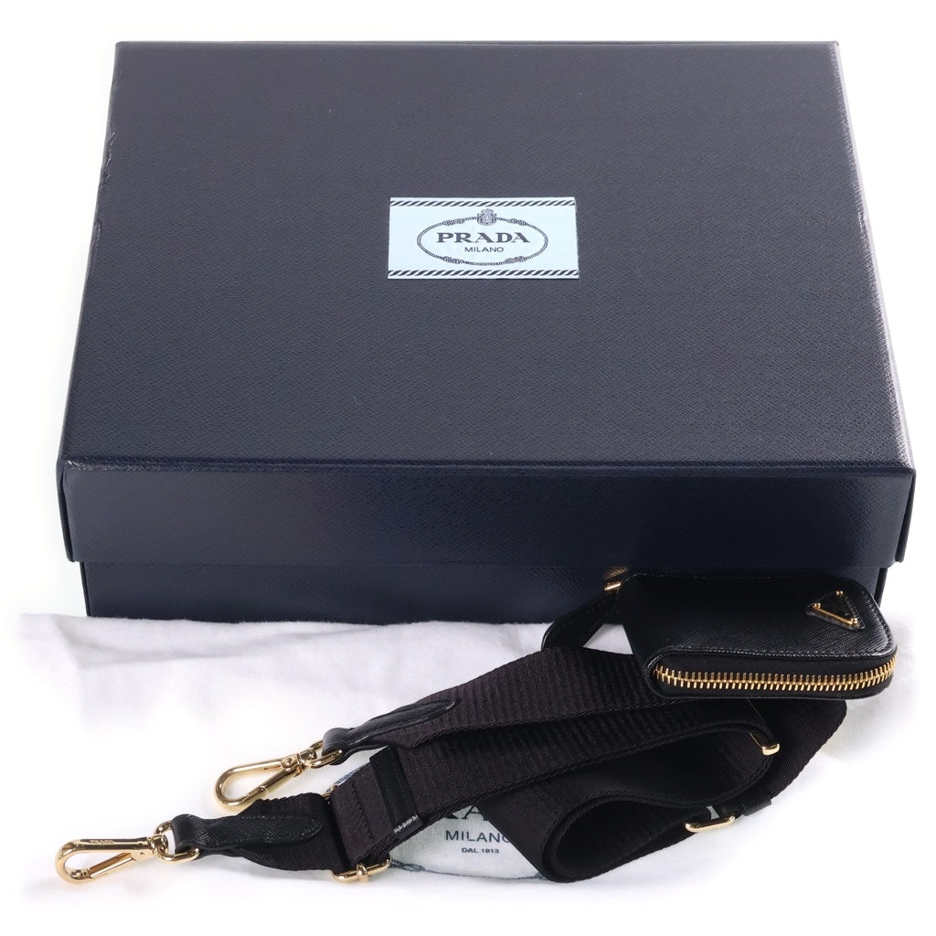 PRADA(プラダ) Re-Edition 2WAYチェーンハンドバッグ ショルダーバッグ ブラック レザー 1BH204 ゴールド金具 レディース