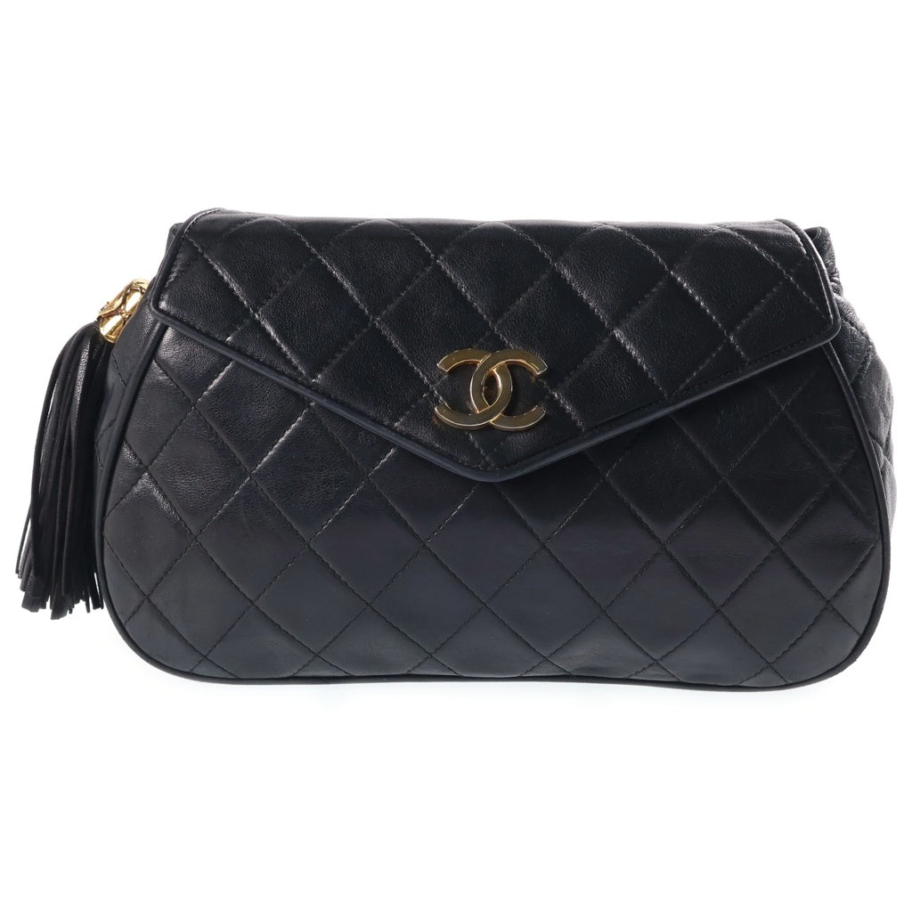 CHANEL(シャネル) マトラッセ チェーンショルダーバッグ ココマーク ターンロック ブラック ラムスキン 1番台 ゴールド金具