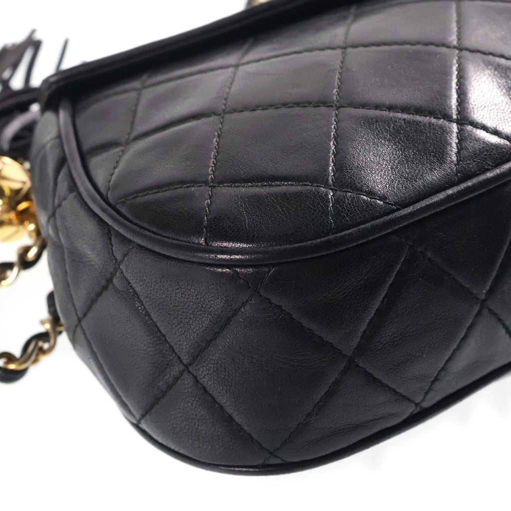 CHANEL(シャネル) マトラッセ チェーンショルダーバッグ ココマーク ターンロック ブラック ラムスキン 1番台 ゴールド金具
