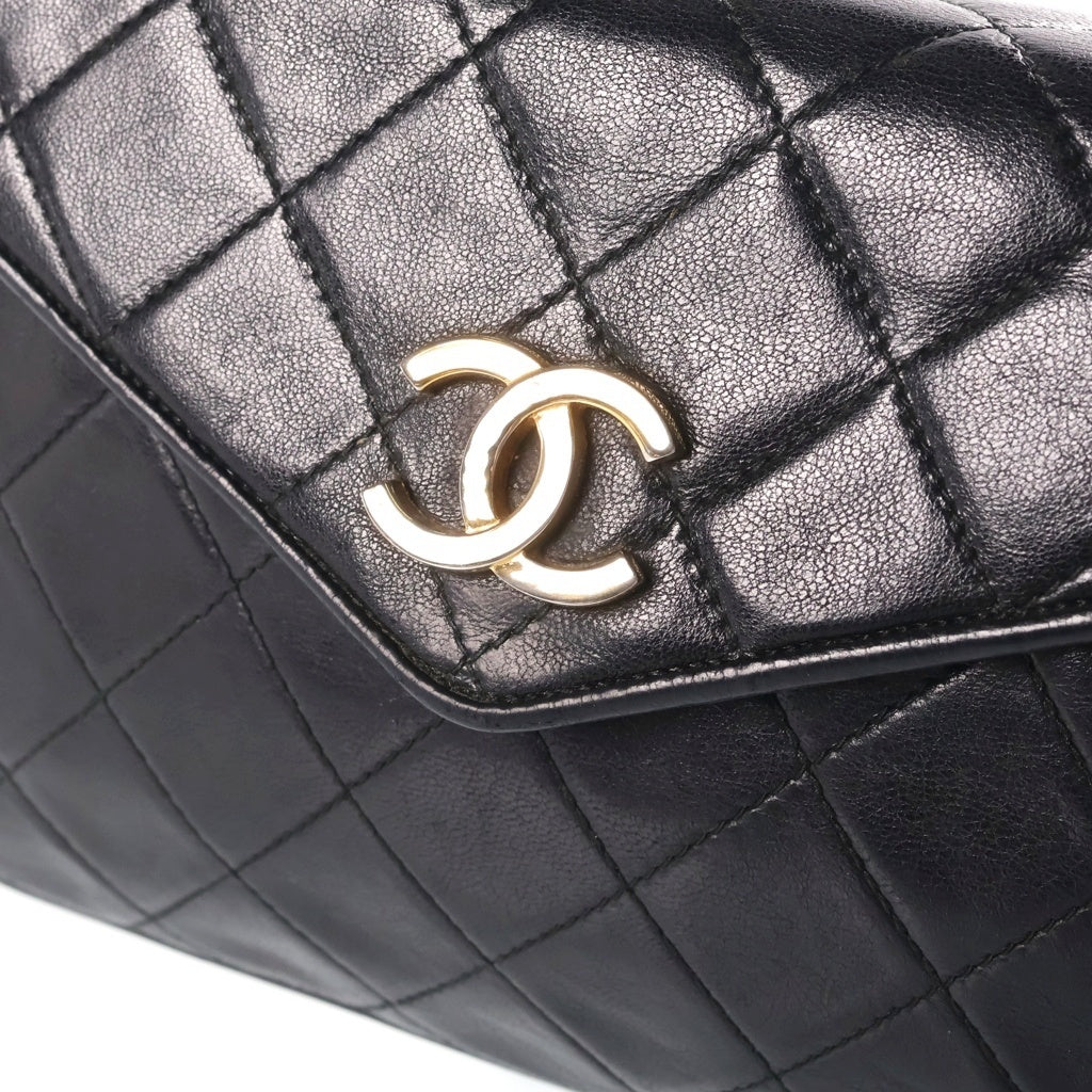 CHANEL(シャネル) マトラッセ チェーンショルダーバッグ ココマーク ターンロック ブラック ラムスキン 1番台 ゴールド金具