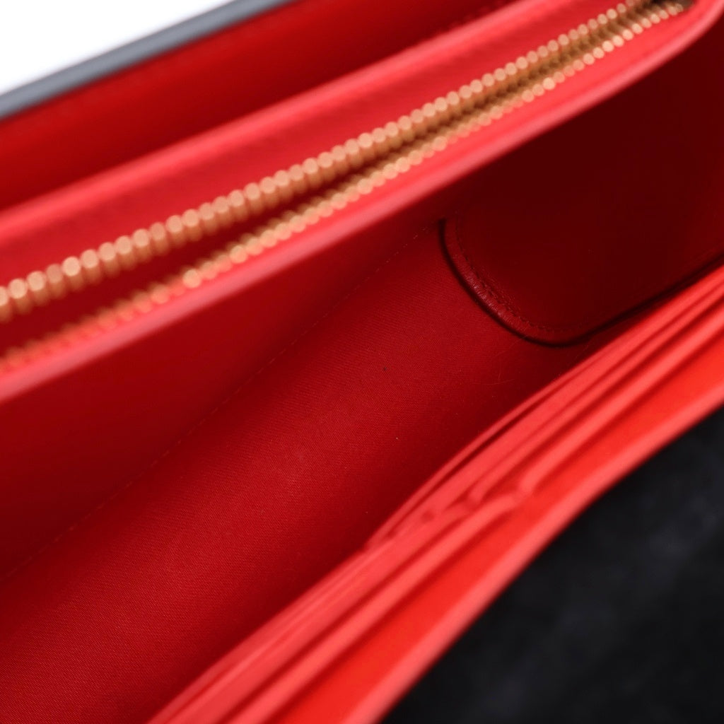 CHRISTIAN LOUBOUTIN(クリスチャンルブタン) パロマ スタッズ チェーンウォレット ショルダーバッグ ブラック×レッド レザー ゴールド金具