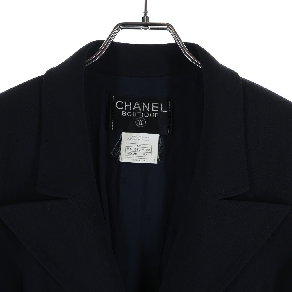 CHANEL(シャネル) ヴィンテージ ジャケット 7連ボタン ナイロン ウール ネイビー P07518V05508 レディース