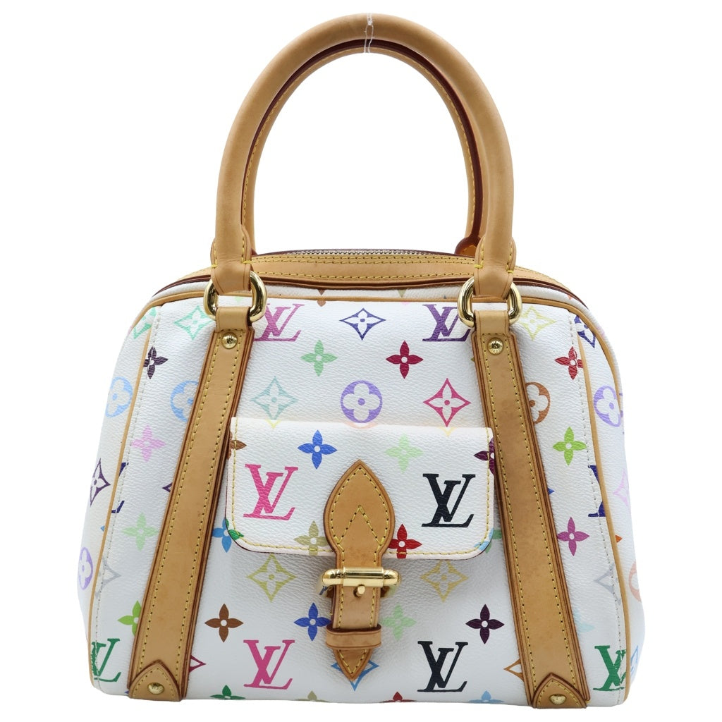 LOUIS VUITTON(ルイヴィトン) モノグラムマルチカラー プリシラ ブロン ハンドバッグ ホワイト×ブラウン レザー×PVC M40096 ゴールド金具