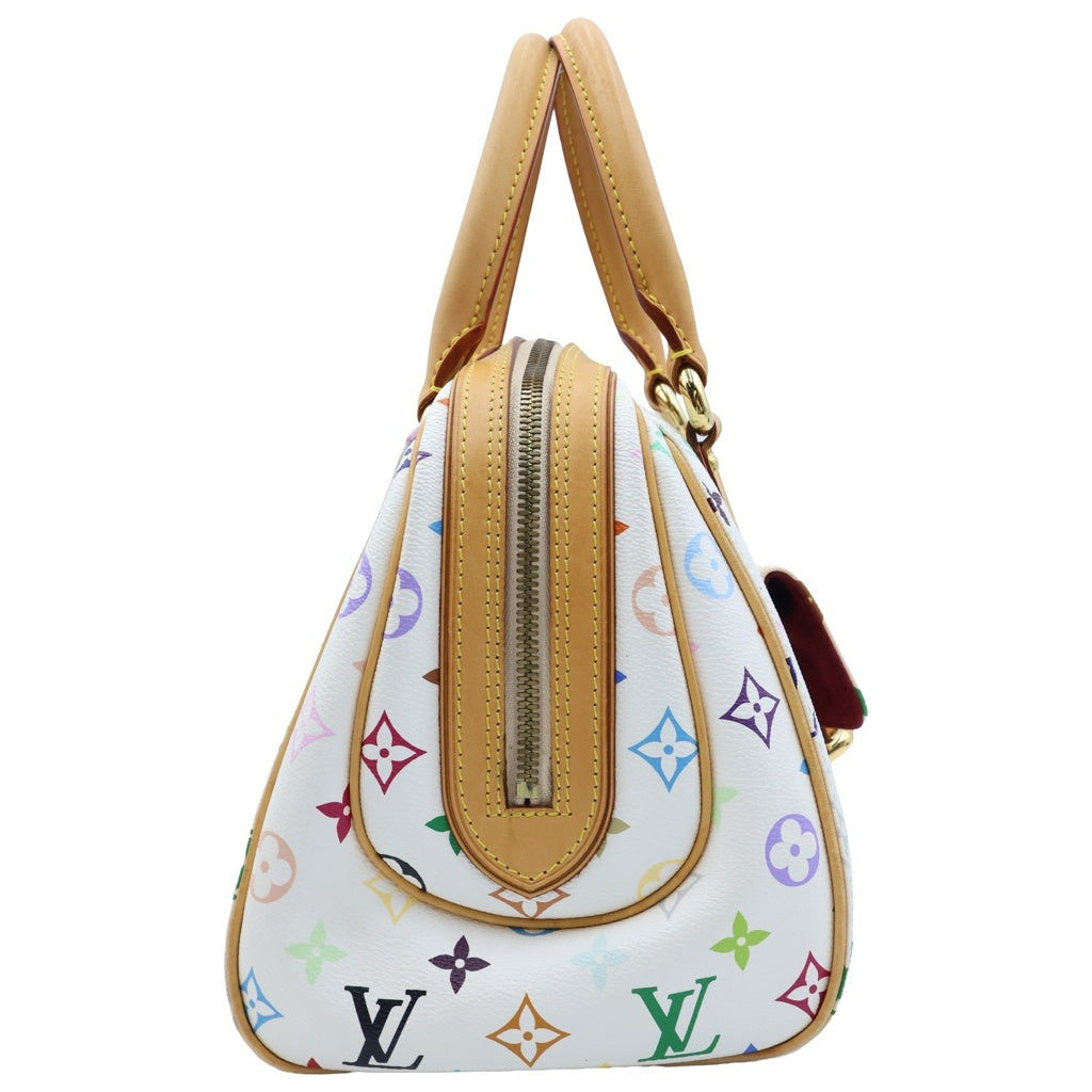 LOUIS VUITTON(ルイヴィトン) モノグラムマルチカラー プリシラ ブロン ハンドバッグ ホワイト×ブラウン レザー×PVC M40096 ゴールド金具
