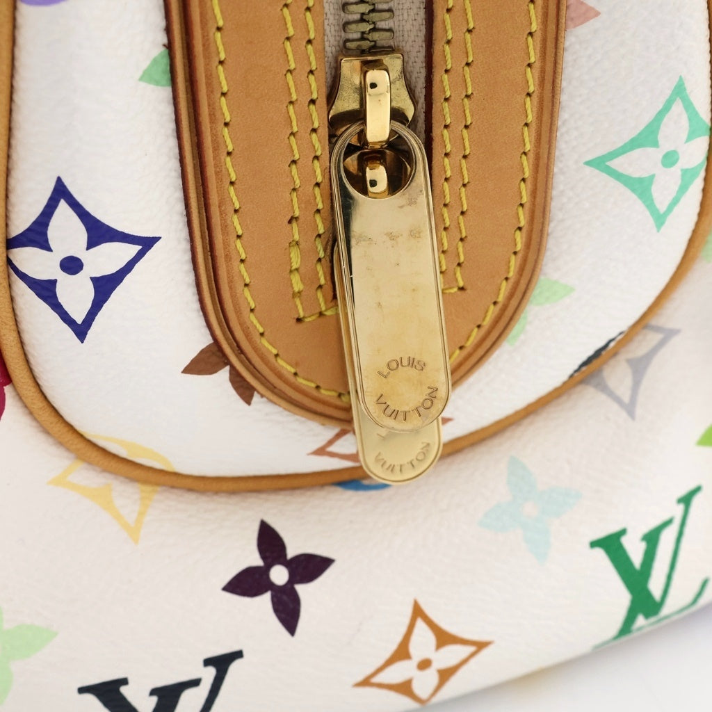 LOUIS VUITTON(ルイヴィトン) モノグラムマルチカラー プリシラ ブロン ハンドバッグ ホワイト×ブラウン レザー×PVC M40096 ゴールド金具
