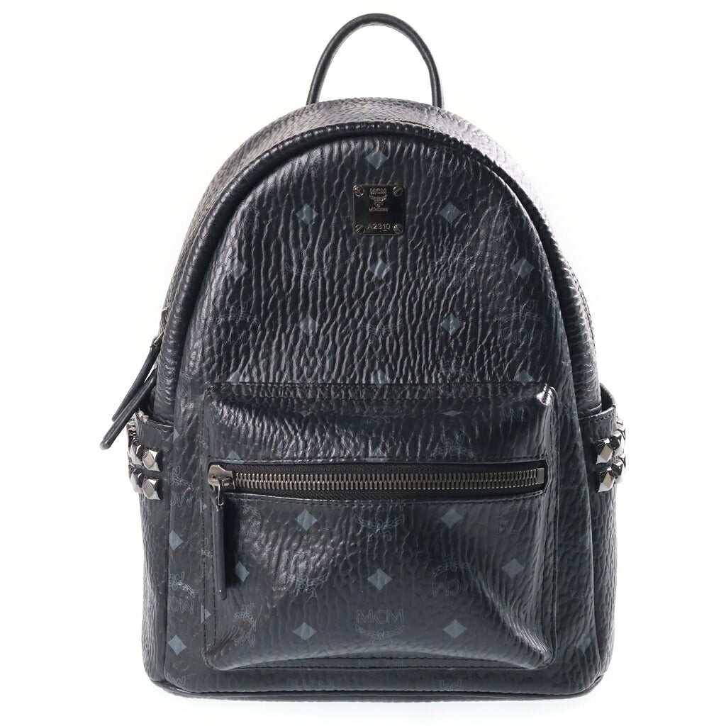 MCM(エム シー エム) ヴィセトス リュックサック バックパック ブラック レザー シルバー金具