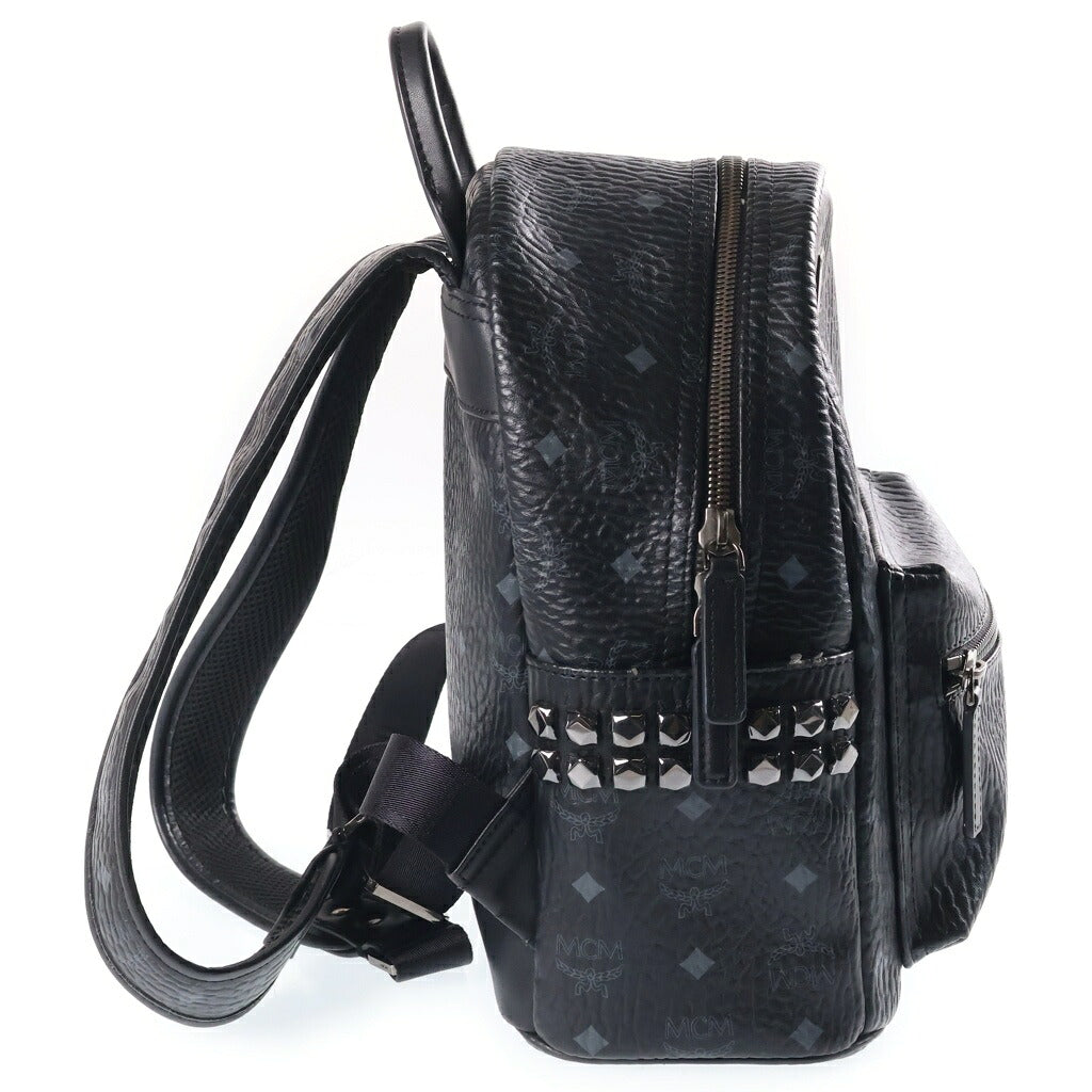 MCM(エム シー エム) ヴィセトス リュックサック バックパック ブラック レザー シルバー金具