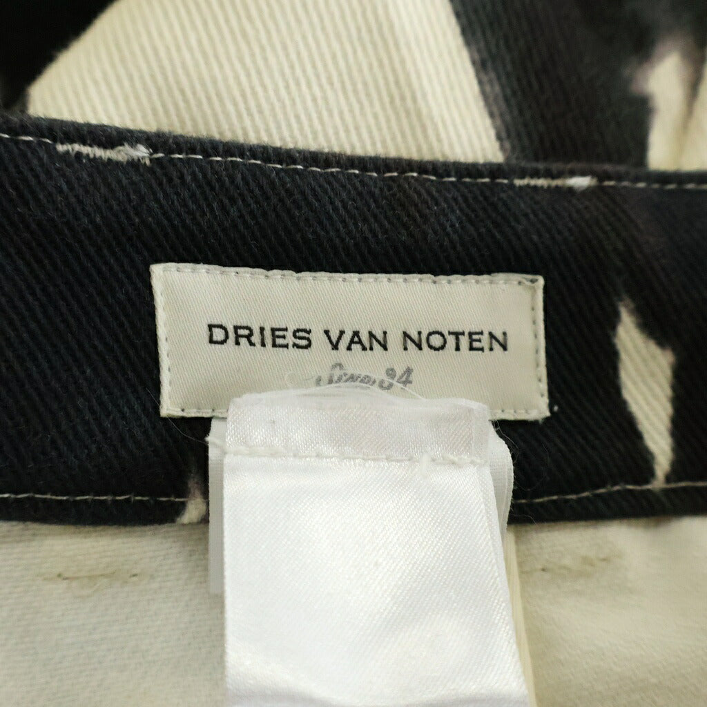DRIES VAN NOTEN(ドリスヴァンノッテン) ロング スカート 総柄 コットン ホワイト/ブラック レディース