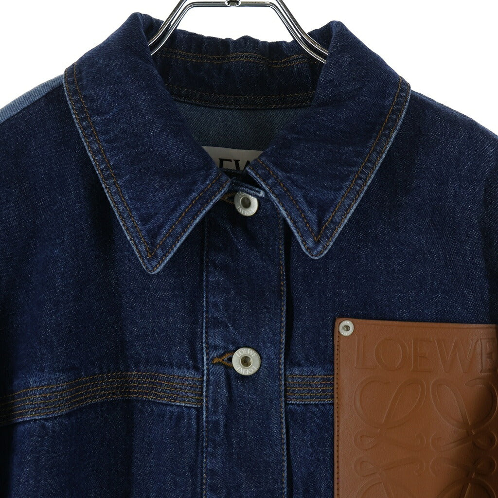 LOEWE(ロエベ) アナグラム ワークウェア ジャケット アウター デニム インディゴ ブルー S359Y50X06 レディース