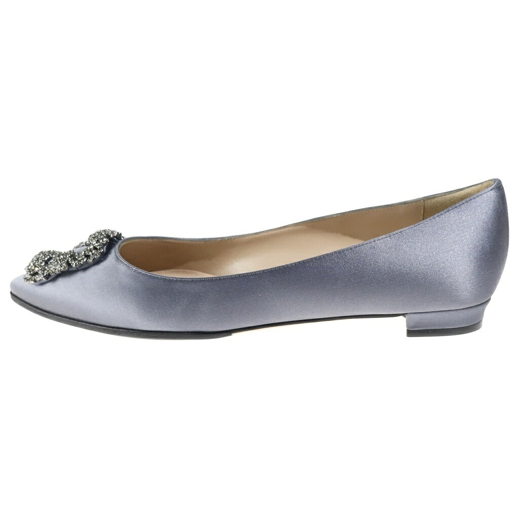 MANOLO BLAHNIK(マノロブラニク) パンプス ビジュー サテン ブルーグレー レディース