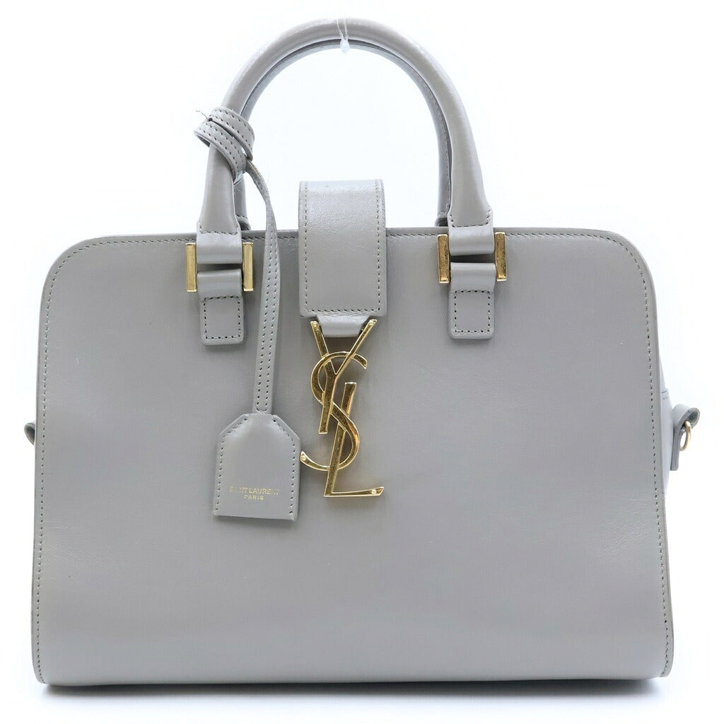 SAINT LAURENT PARIS(サンローランパリ) ベイビーカバス 2WAYバッグ ハンドバッグ ショルダーバッグ グレー レザー 472466 ゴールド金具
