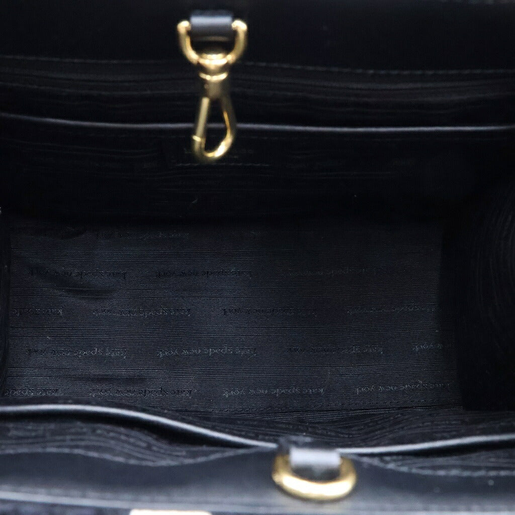 Kate Spade(ケイトスペード) マンハッタントート 2WAYバッグ ハンドバッグ ショルダーバッグ ブラック×ホワイト レザー ゴールド金具