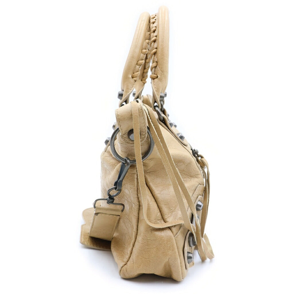 BALENCIAGA(バレンシアガ) ザ ファースト シティ 2WAY ショルダーバッグ ハンドバッグ レザー ベージュ