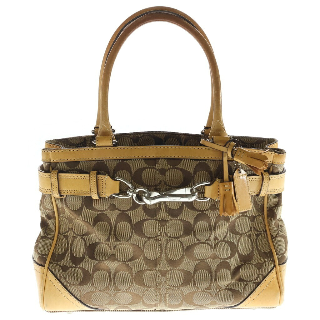 COACH(コーチ) シグネチャーハンドバッグ ブラウン レザー×キャンバス 8K06 ゴールド金具